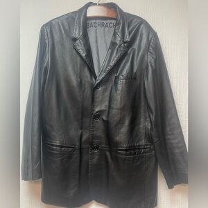 Bachrach Men’s Black Leather Three-Button Blazer/Jacket/Coat, Sz, 42